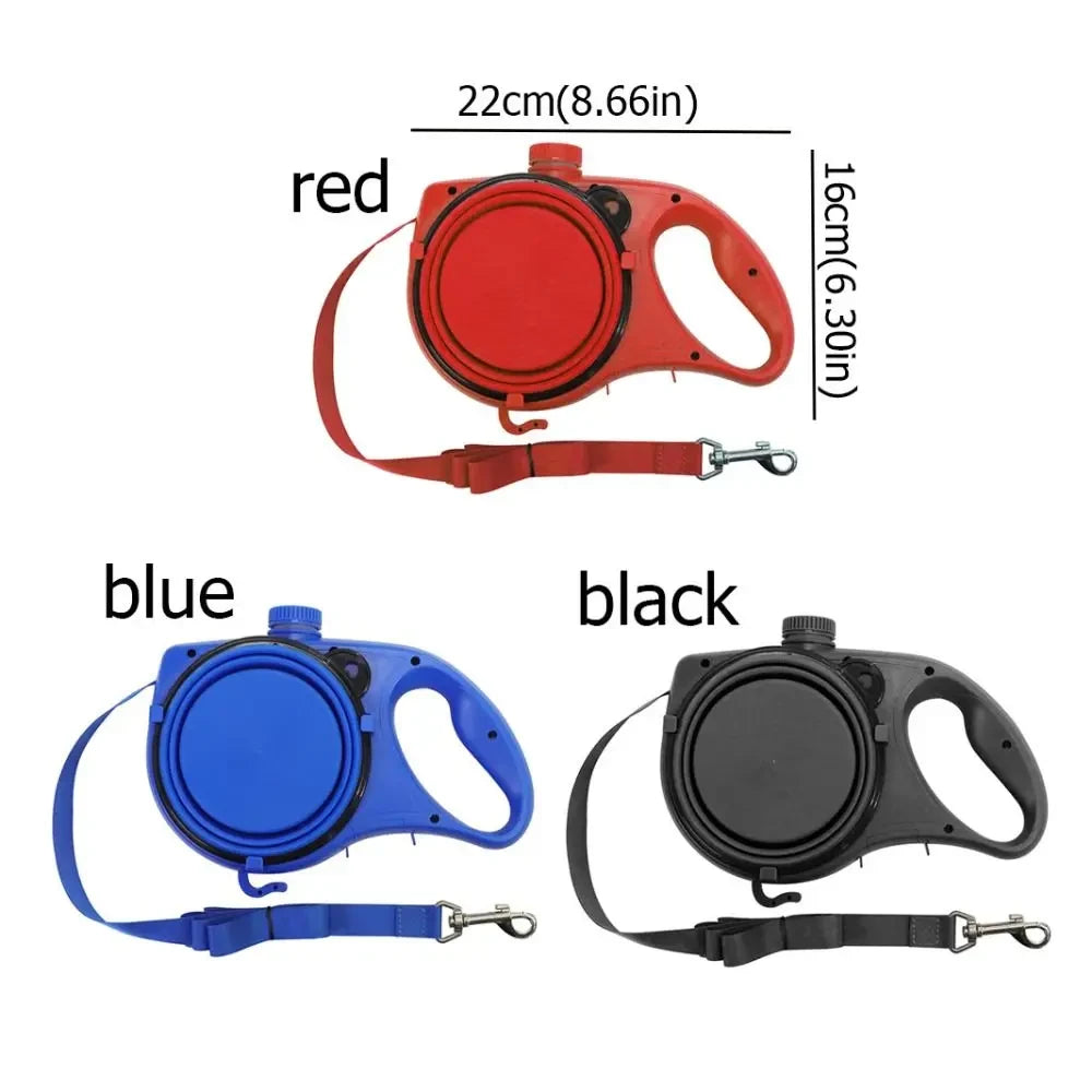 Retractable Dog Leash with Water Bottle