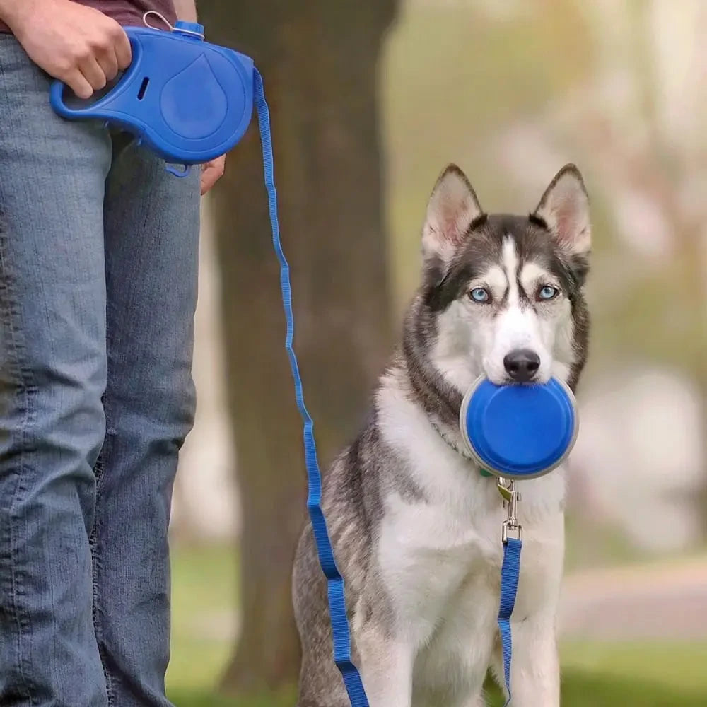 Retractable Dog Leash with Water Bottle