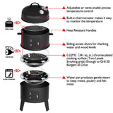 Oz Portable 3-in-1 Meat Smoker, Charcoal Grill & Fire Pit