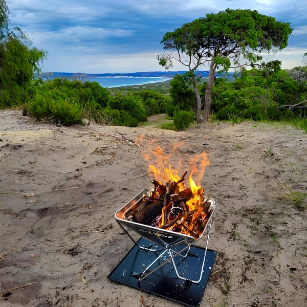 Oz Portable Fire Pit and Grill_Aussie portable fire pit and charcoal grill_portable camping firewood grill and fire pit bush queensland fire pit store_best selling portable fire pit and grill - Oz Discount Warehouse_Foldable fire pit and grill