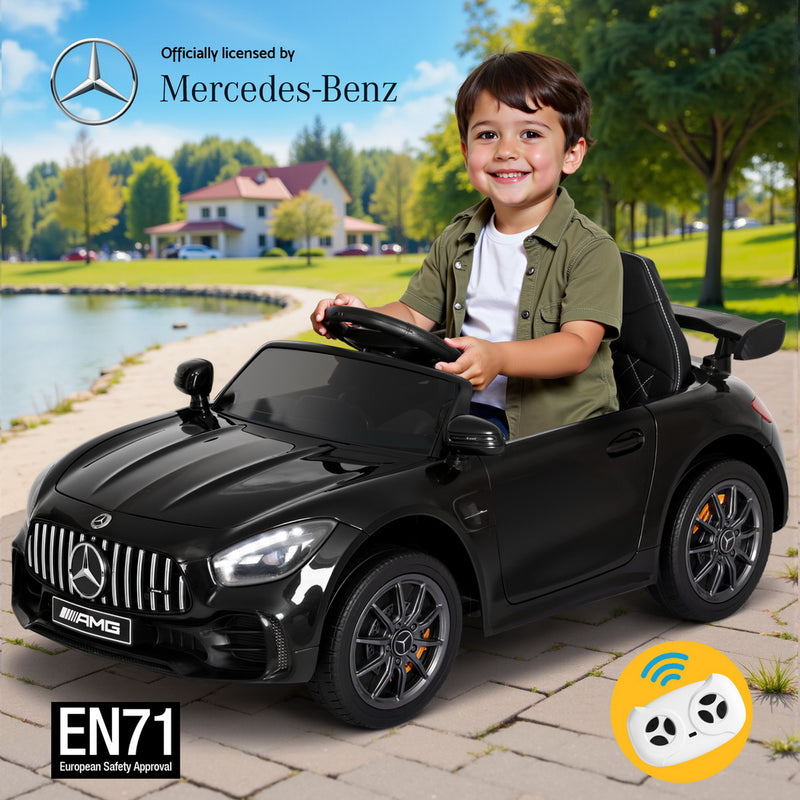 Realistic 12V Mercedes-Benz AMG GTR Ride-On Toy Car for Kids with Bluetooth, Music and LED Lights – Australia