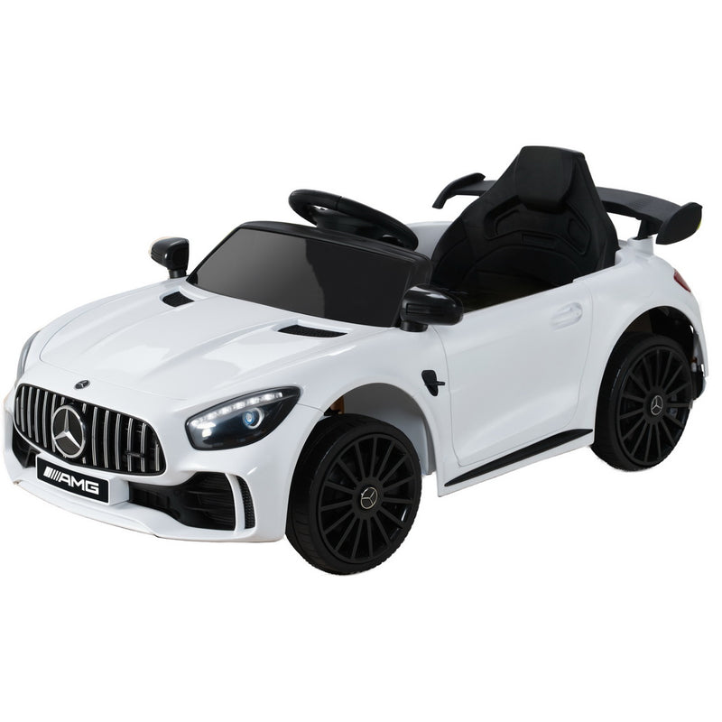 Realistic 12V Mercedes-Benz AMG GTR Ride-On Toy Car for Kids with Bluetooth, Music & LED Lights – Australia White car remote controlled